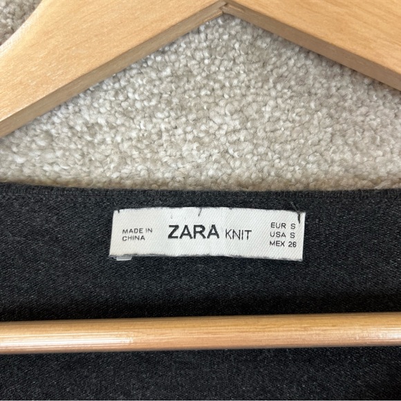 Zara Sweater Womens Small Gray Pullover Flared Sleeve Viscose Blend- 9701* - Picture 6 of 9